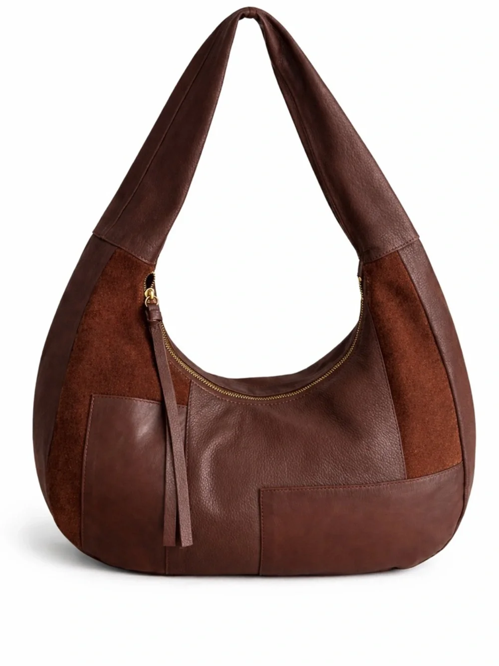 Crown Vintage Brown Leather Suede Hobo Bag Slouchy Boho Shoulder Purse Large